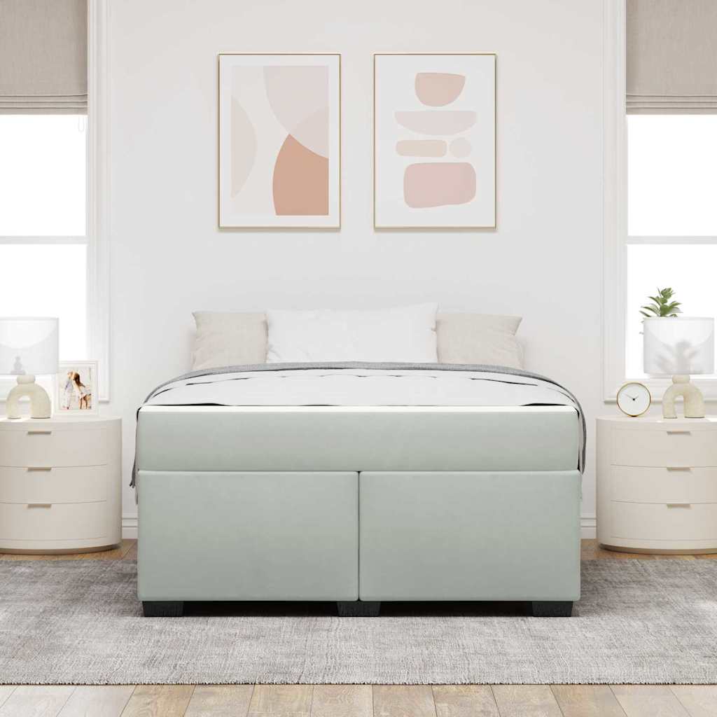 Bedframe met matras Lichtgrijs 140 x 200 cm Stof is nu te koop bij PeponiXL, paradijselijk wonen!