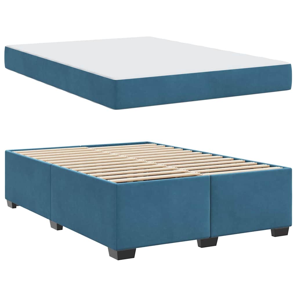 Bedframe met matras Donkerblauw 140 x 200 cm Stof is nu te koop bij PeponiXL, paradijselijk wonen!
