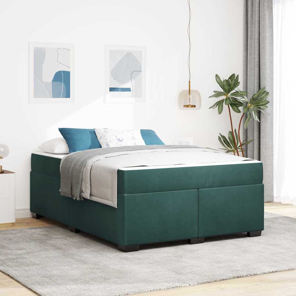 Bedframe met matras Donkergroen 160 x 200 cm Stof is nu te koop bij PeponiXL, paradijselijk wonen!