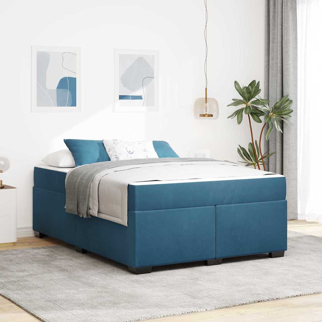 Bedframe met matras Donkerblauw 160 x 200 cm Stof is nu te koop bij PeponiXL, paradijselijk wonen!