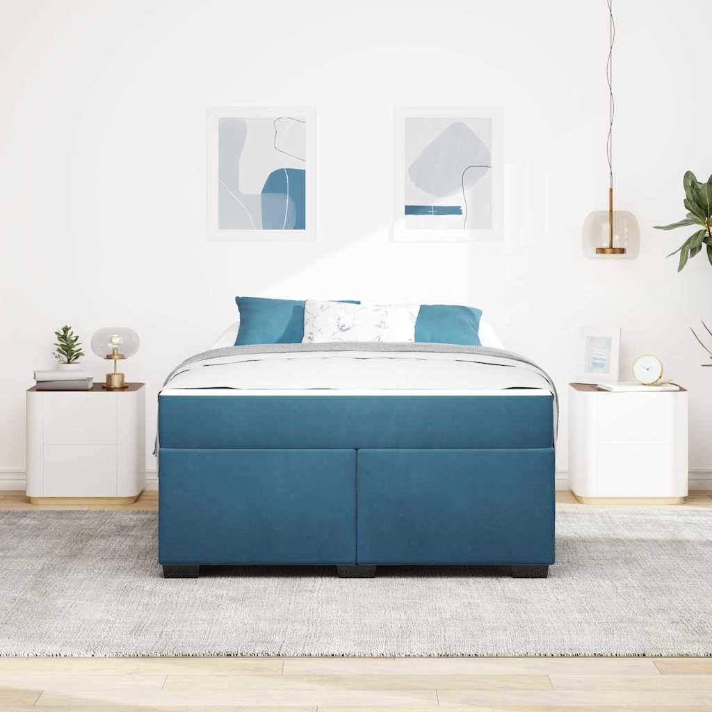 Bedframe met matras Donkerblauw 160 x 200 cm Stof is nu te koop bij PeponiXL, paradijselijk wonen!