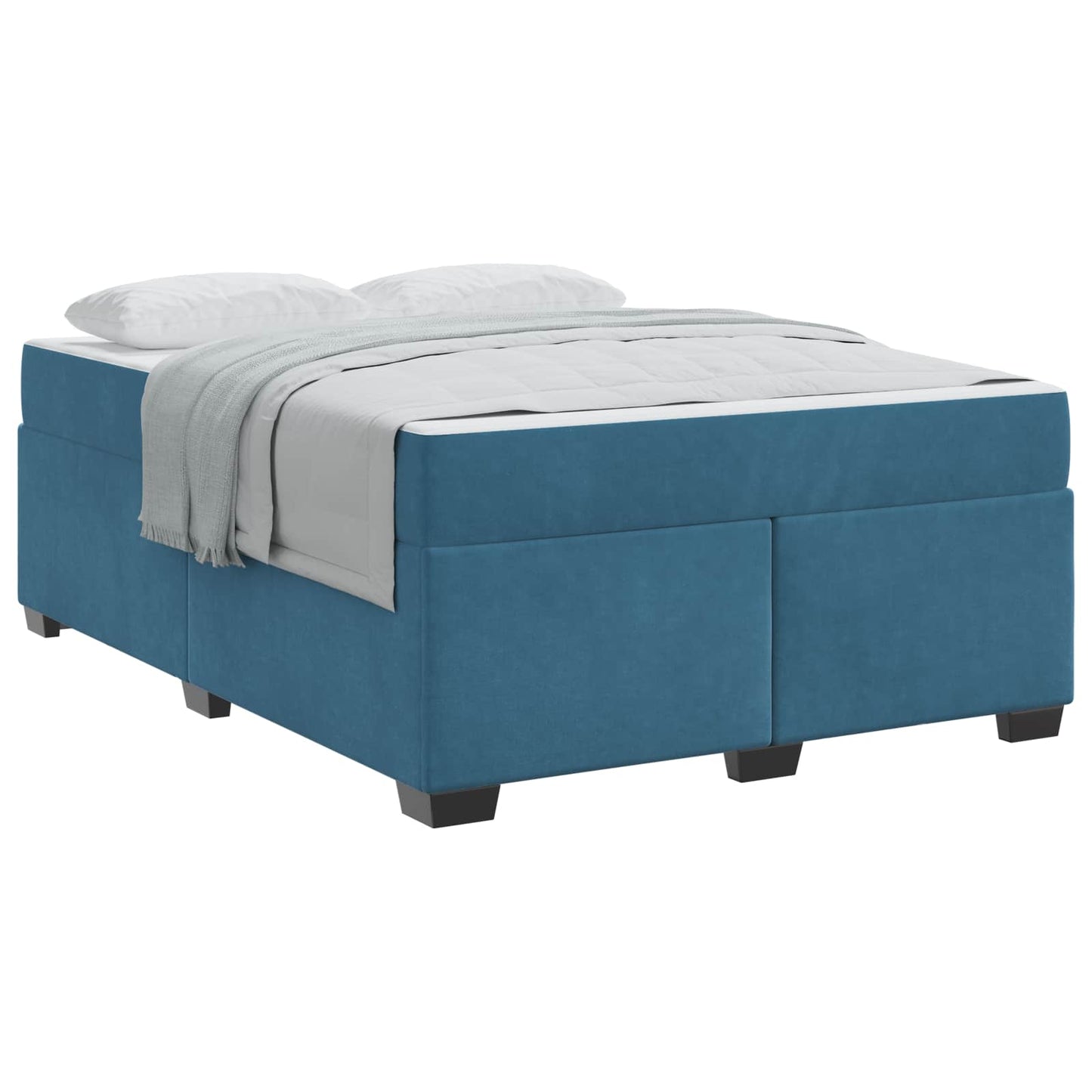 Bedframe met matras Donkerblauw 160 x 200 cm Stof is nu te koop bij PeponiXL, paradijselijk wonen!