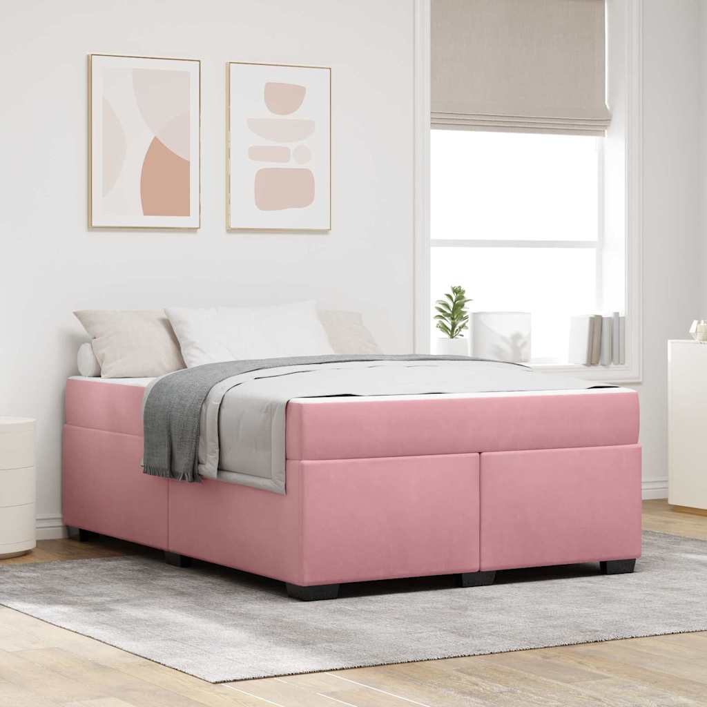 Bedframe met matras Roze 160 x 200 cm Stof is nu te koop bij PeponiXL, paradijselijk wonen!