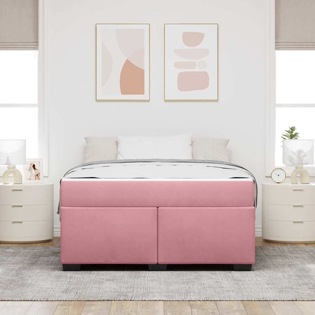 Bedframe met matras Roze 160 x 200 cm Stof is nu te koop bij PeponiXL, paradijselijk wonen!