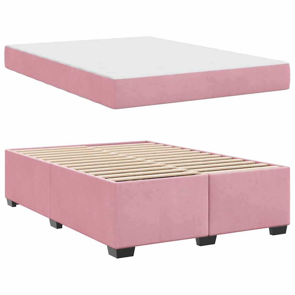Bedframe met matras Roze 160 x 200 cm Stof is nu te koop bij PeponiXL, paradijselijk wonen!