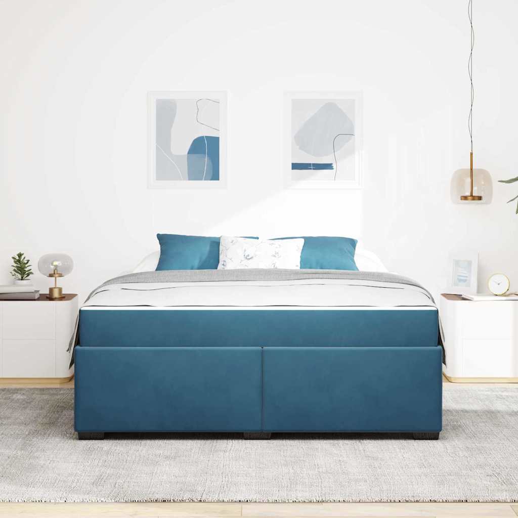 Bedframe met matras Donkerblauw 180 x 200 cm Stof is nu te koop bij PeponiXL, paradijselijk wonen!