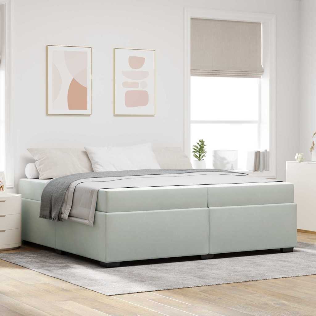Bedframe met matras Lichtgrijs 200 x 200 cm Stof is nu te koop bij PeponiXL, paradijselijk wonen!