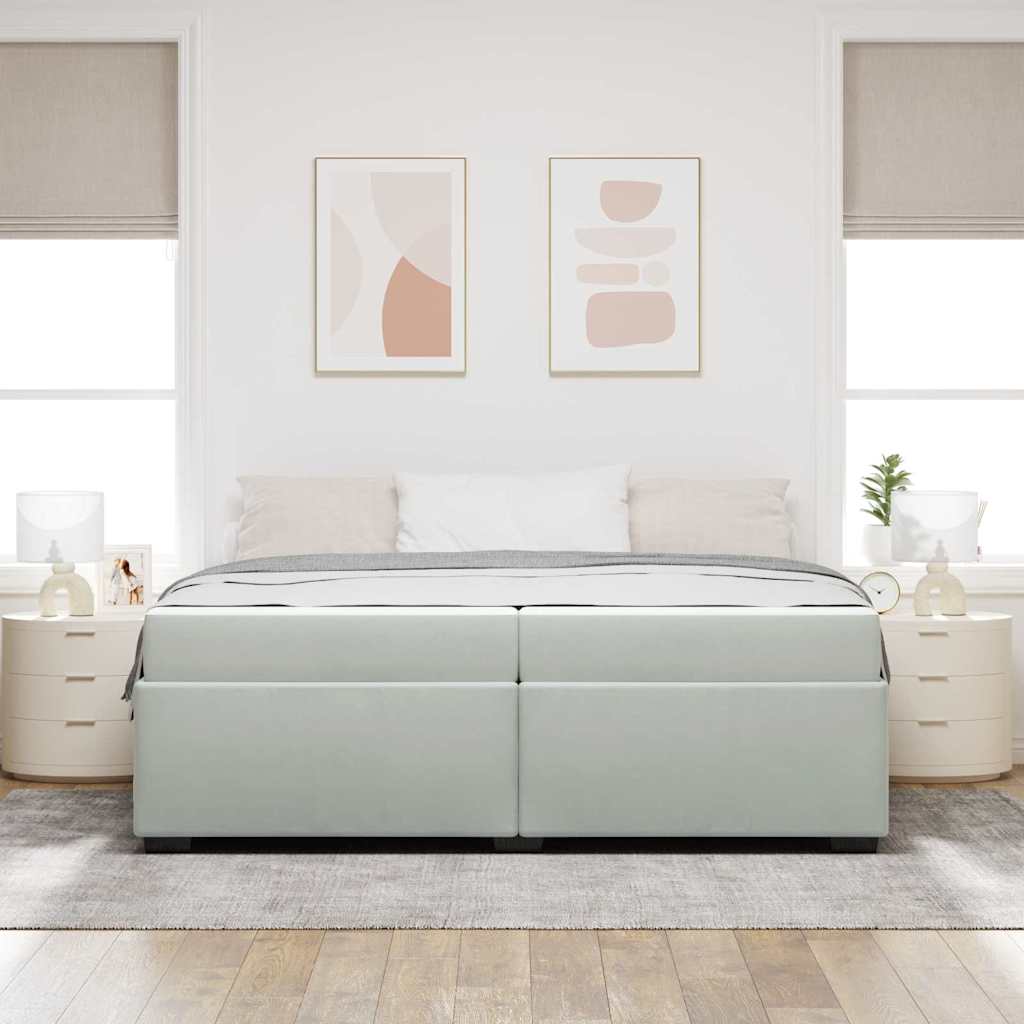 Bedframe met matras Lichtgrijs 200 x 200 cm Stof is nu te koop bij PeponiXL, paradijselijk wonen!