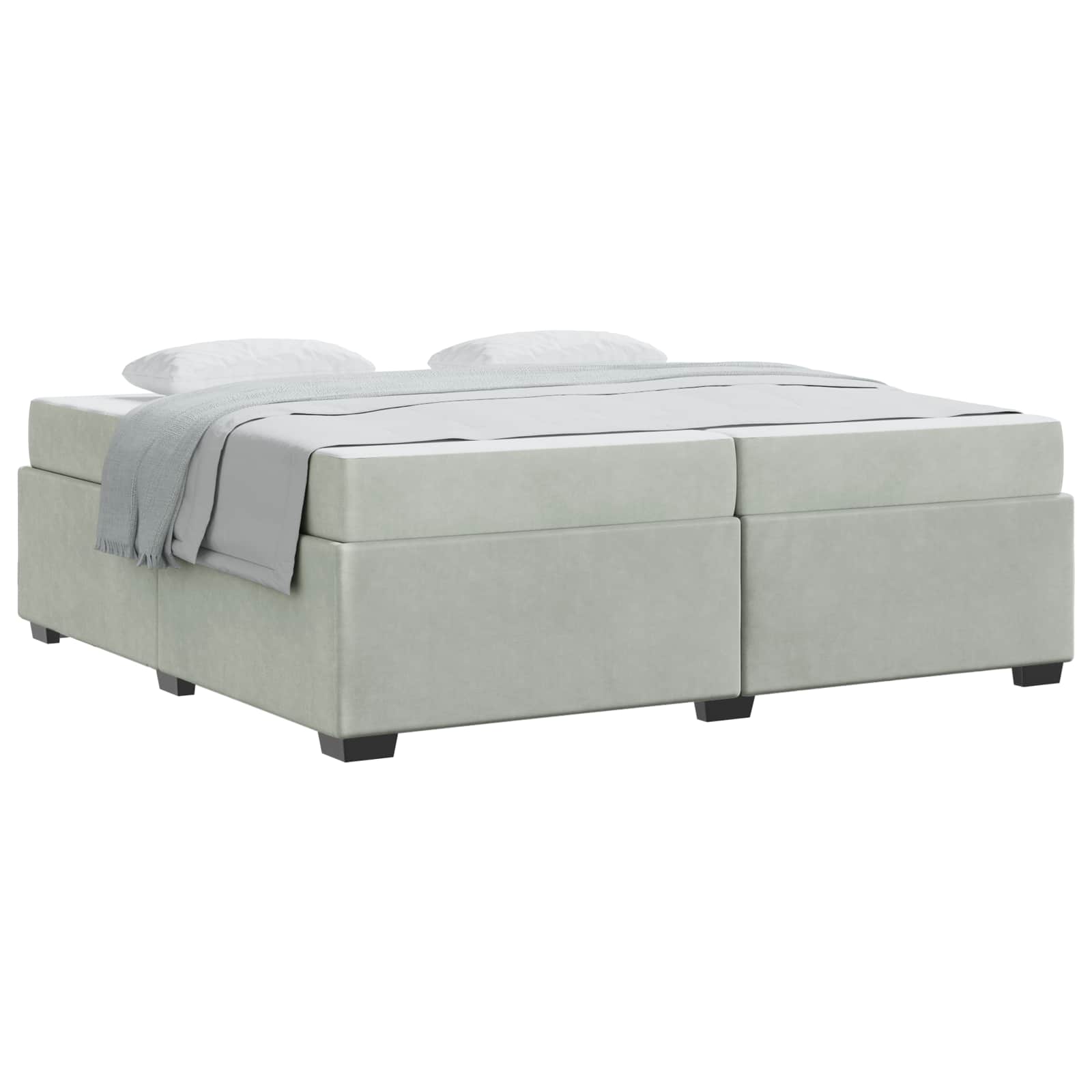 Bedframe met matras Lichtgrijs 200 x 200 cm Stof is nu te koop bij PeponiXL, paradijselijk wonen!
