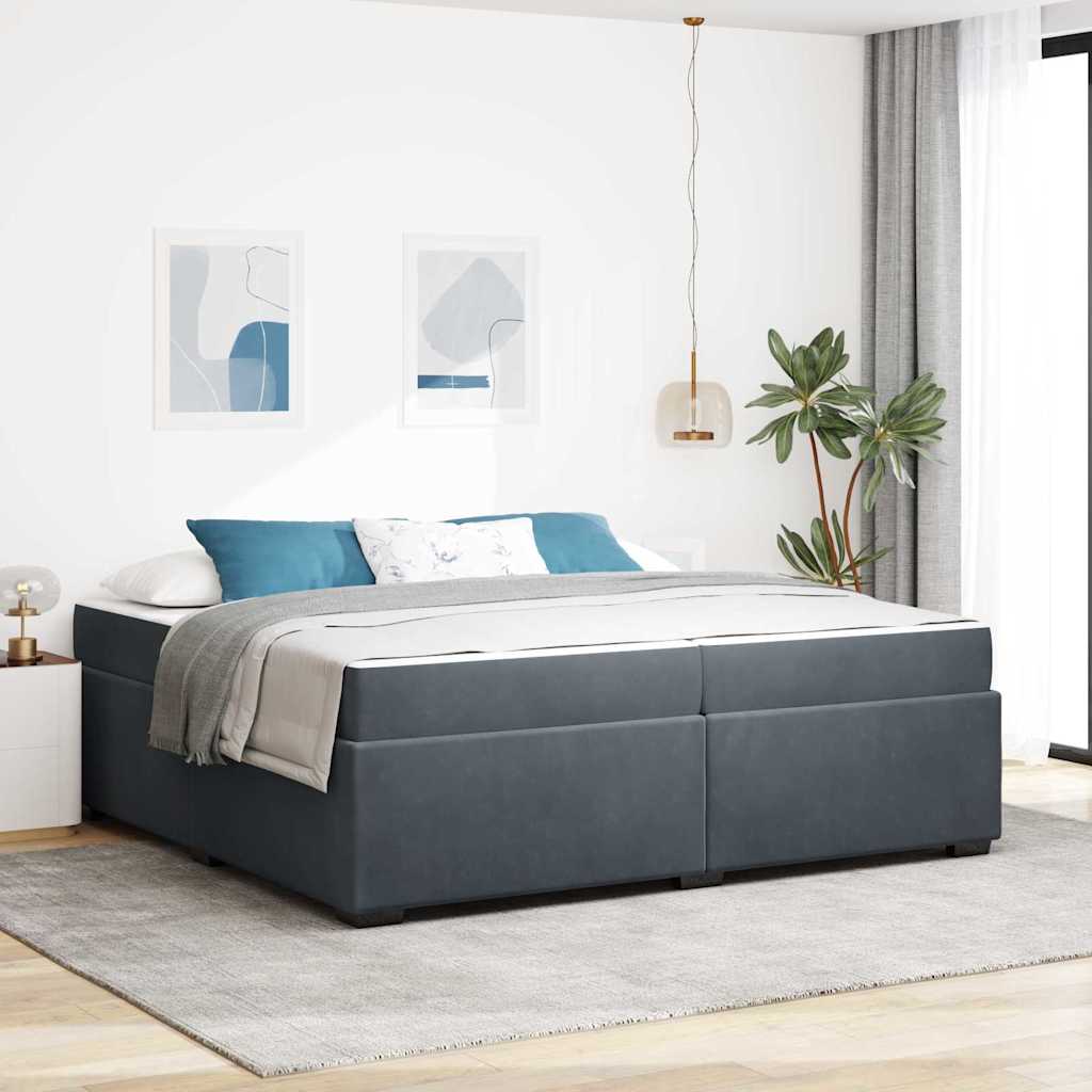 Bedframe met matras Donkergrijs 200 x 200 cm Stof is nu te koop bij PeponiXL, paradijselijk wonen!