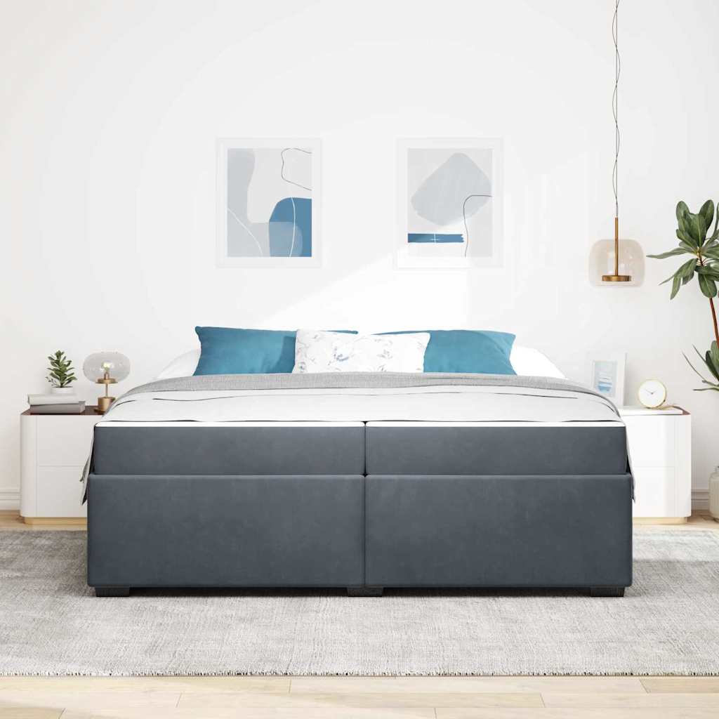 Bedframe met matras Donkergrijs 200 x 200 cm Stof is nu te koop bij PeponiXL, paradijselijk wonen!