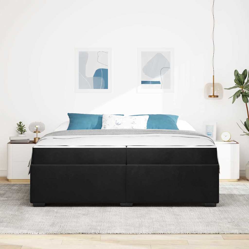 Bedframe met matras Zwart 200 x 200 cm Stof is nu te koop bij PeponiXL, paradijselijk wonen!
