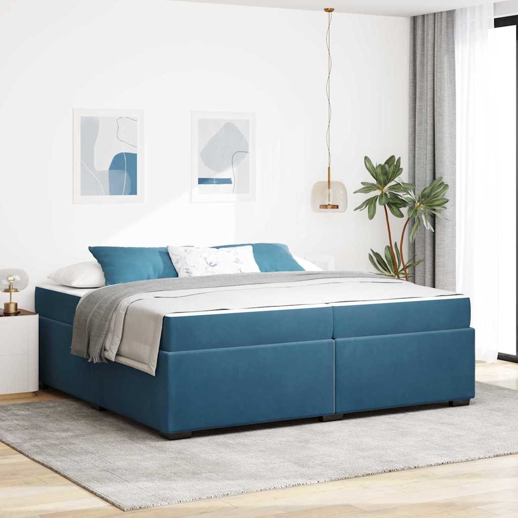Bedframe met matras Donkerblauw 200 x 200 cm Stof is nu te koop bij PeponiXL, paradijselijk wonen!