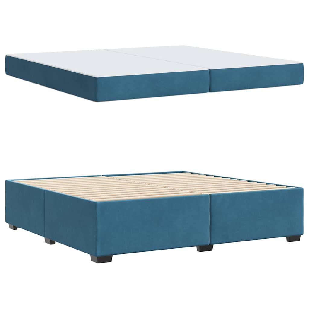 Bedframe met matras Donkerblauw 200 x 200 cm Stof is nu te koop bij PeponiXL, paradijselijk wonen!
