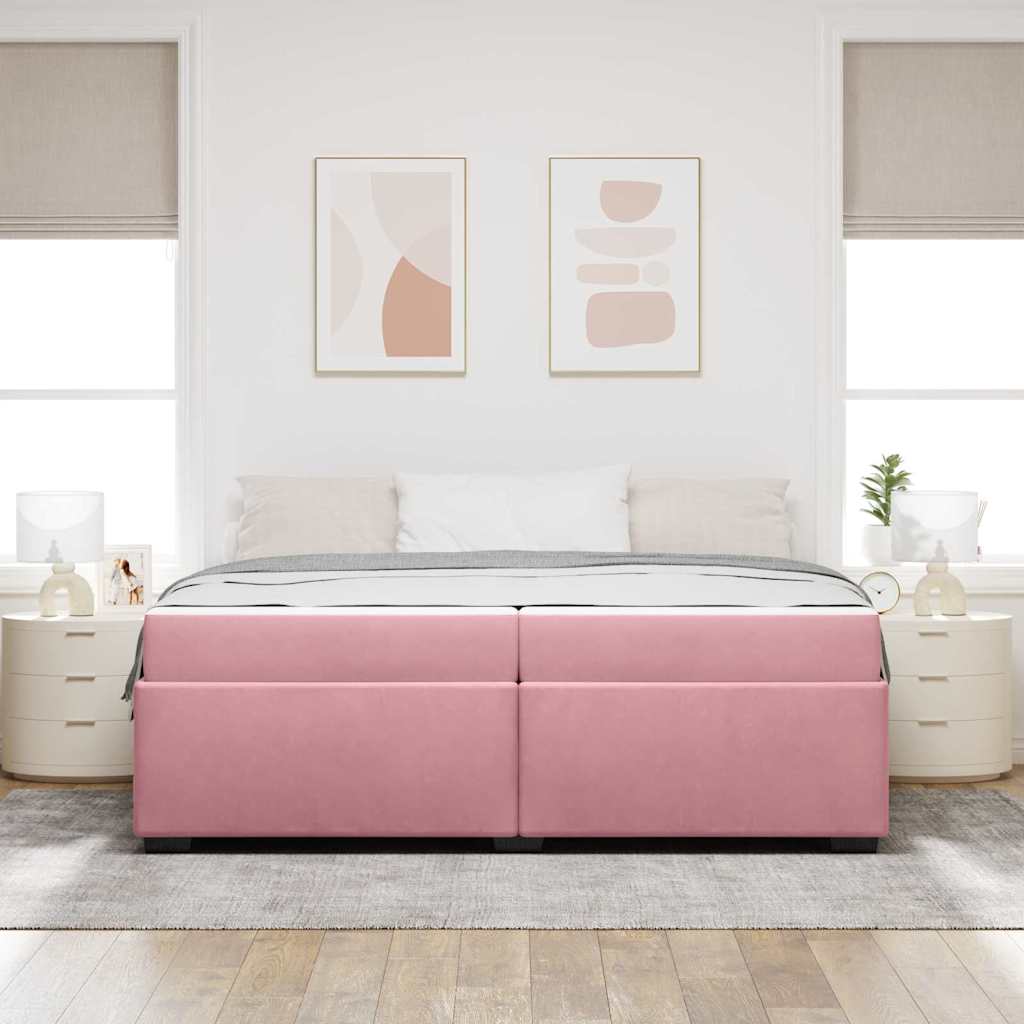 Bedframe met matras Roze 200 x 200 cm Stof is nu te koop bij PeponiXL, paradijselijk wonen!