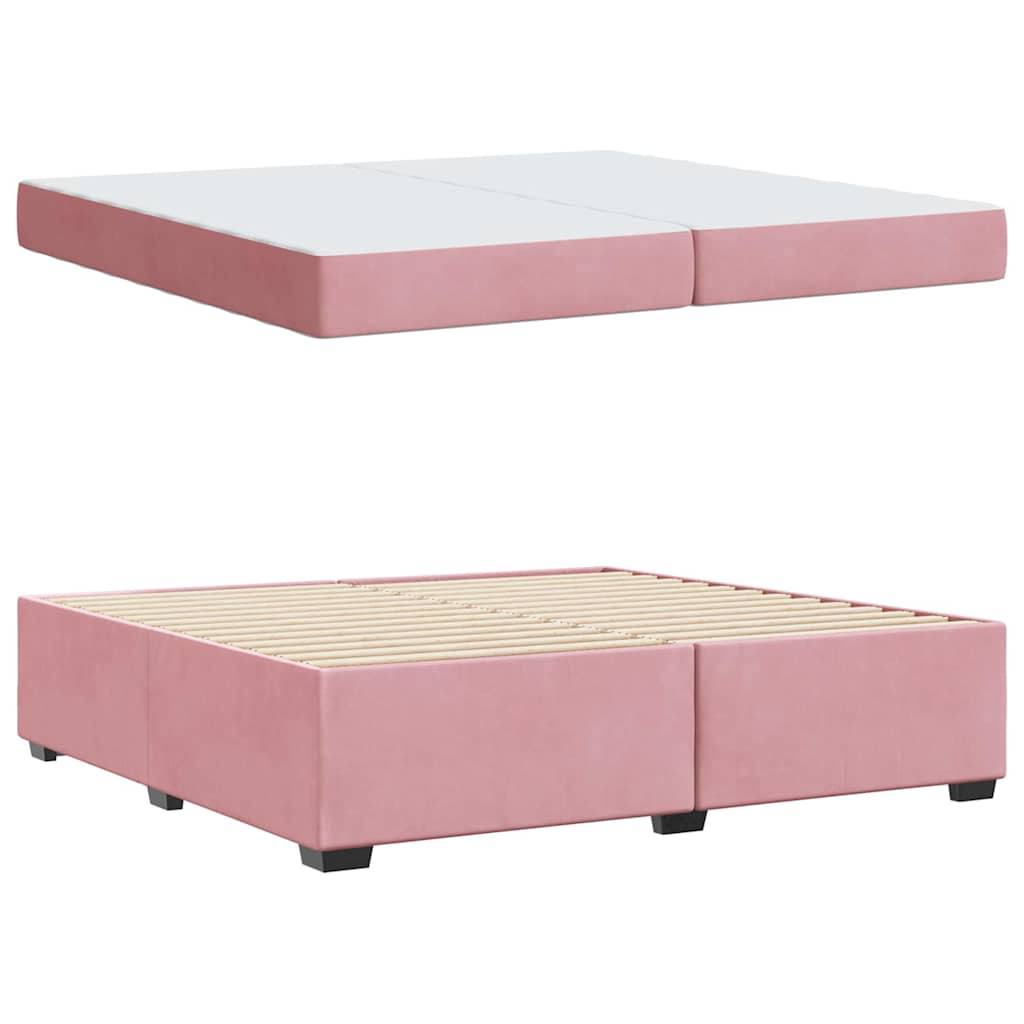 Bedframe met matras Roze 200 x 200 cm Stof is nu te koop bij PeponiXL, paradijselijk wonen!