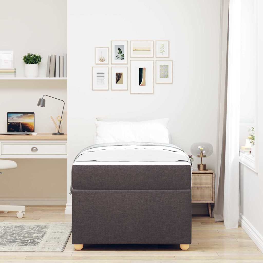 Bedframe met matras Donkerbruin 90 x 200 cm Stof is nu te koop bij PeponiXL, paradijselijk wonen!