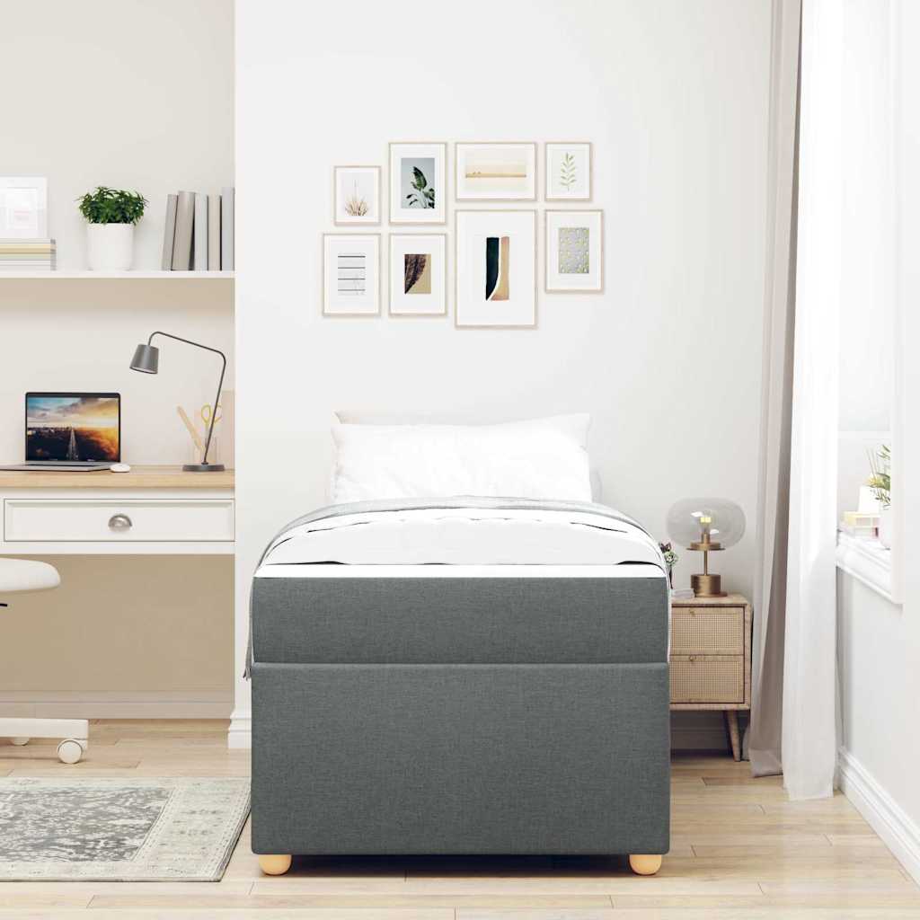 Bedframe met matras Donkergrijs 100 x 200 cm Stof is nu te koop bij PeponiXL, paradijselijk wonen!