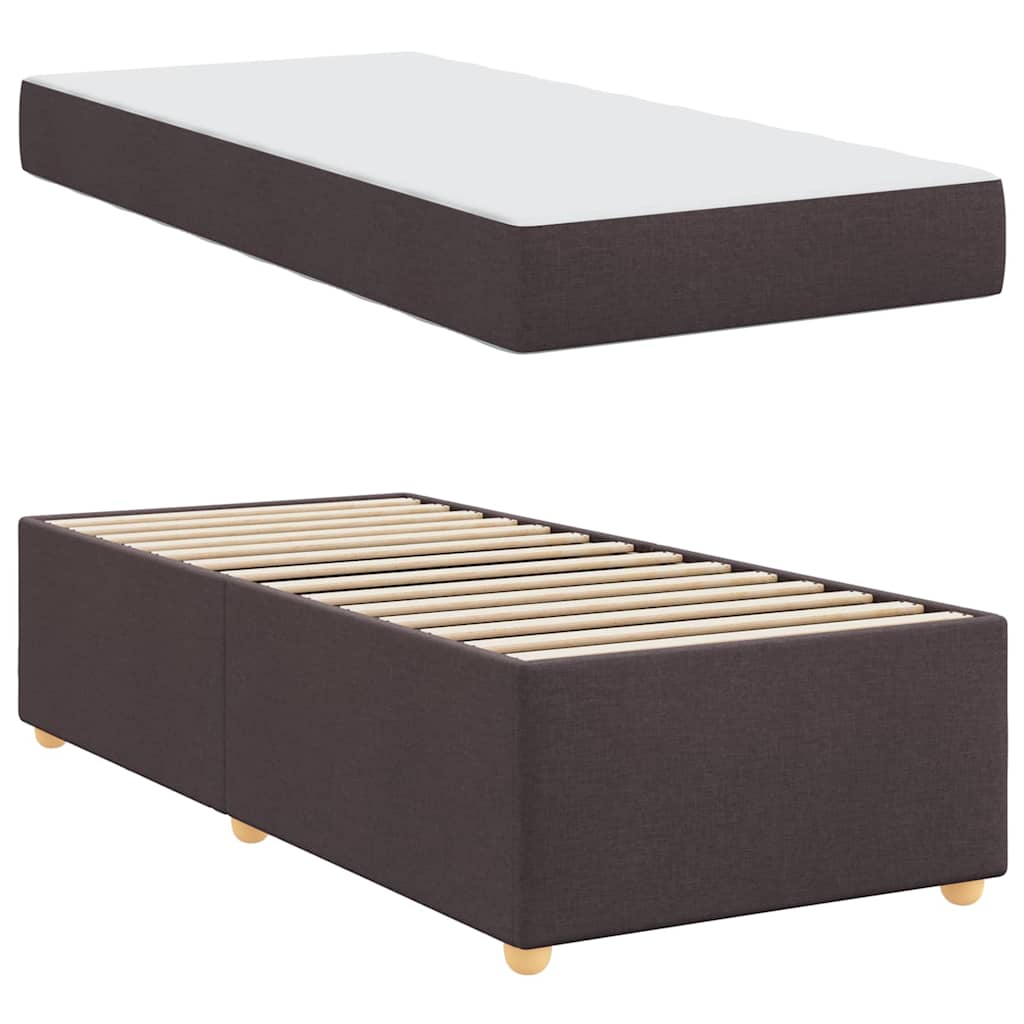 Bedframe met matras Donkerbruin 100 x 200 cm Stof is nu te koop bij PeponiXL, paradijselijk wonen!