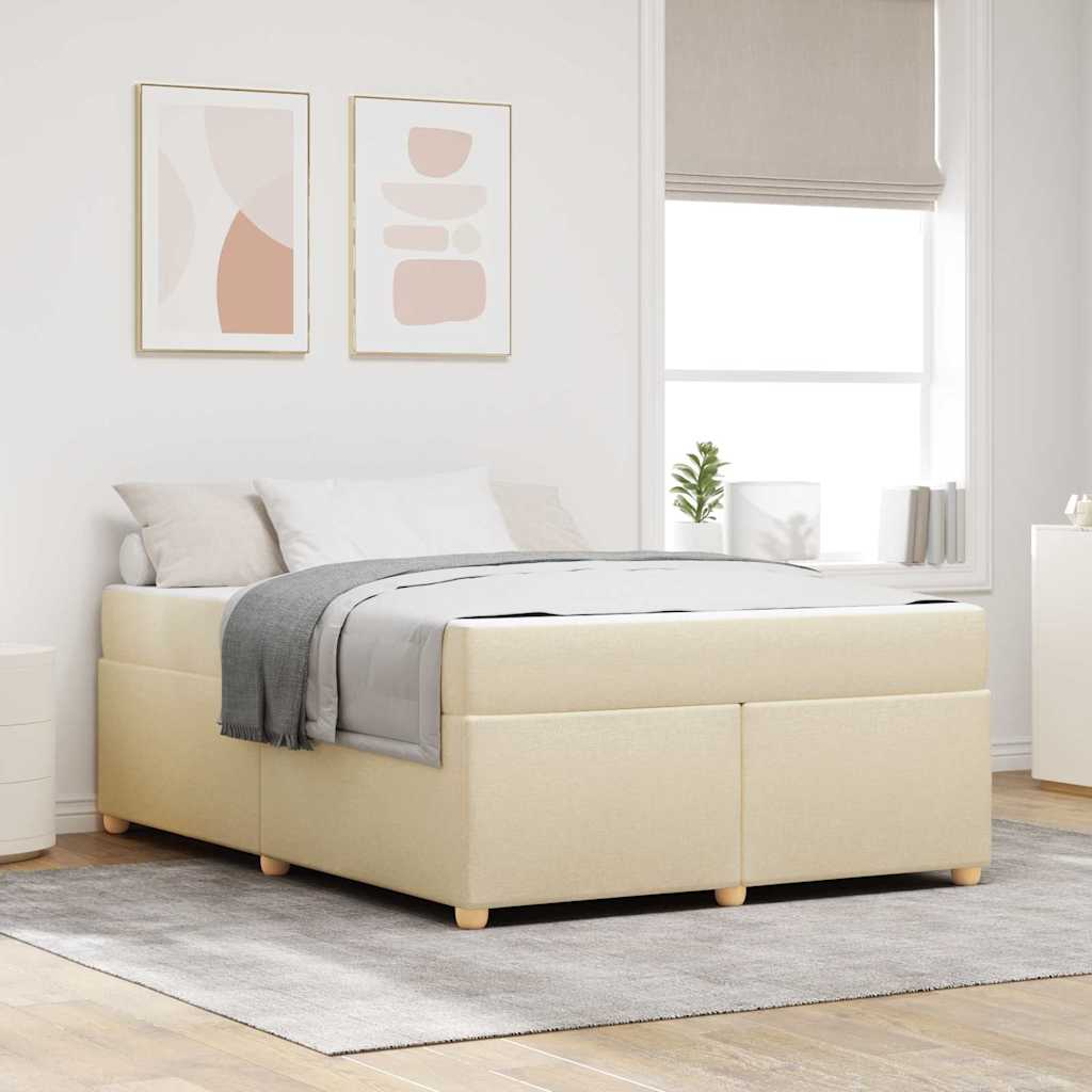 Bedframe met matras Crème 160 x 200 cm Stof is nu te koop bij PeponiXL, paradijselijk wonen!