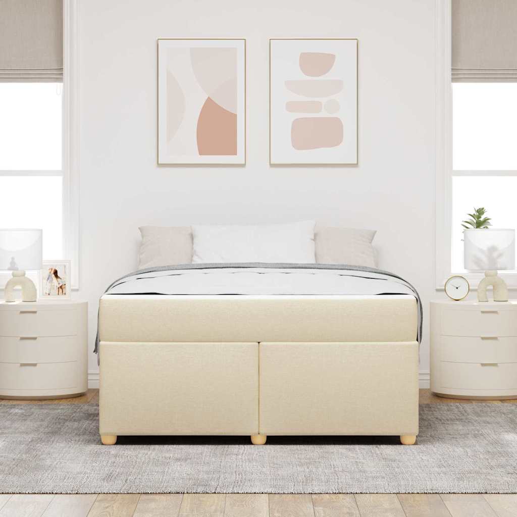 Bedframe met matras Crème 160 x 200 cm Stof is nu te koop bij PeponiXL, paradijselijk wonen!