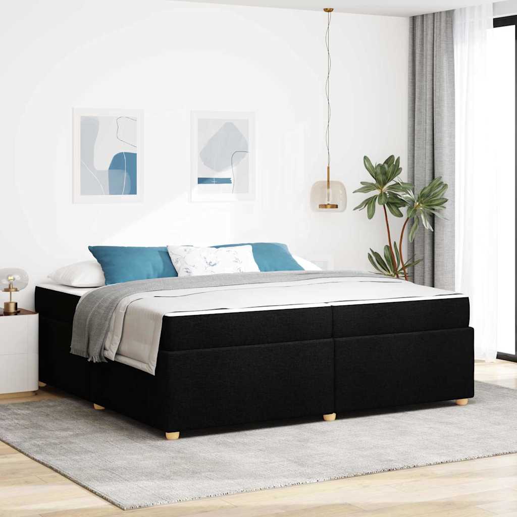 Bedframe met matras Zwart 200 x 200 cm Stof is nu te koop bij PeponiXL, paradijselijk wonen!