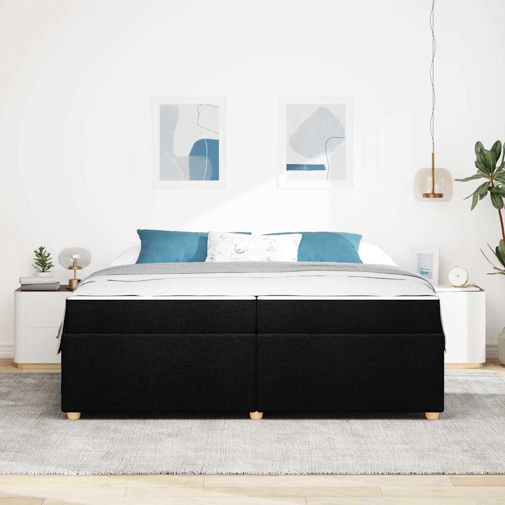 Bedframe met matras Zwart 200 x 200 cm Stof is nu te koop bij PeponiXL, paradijselijk wonen!