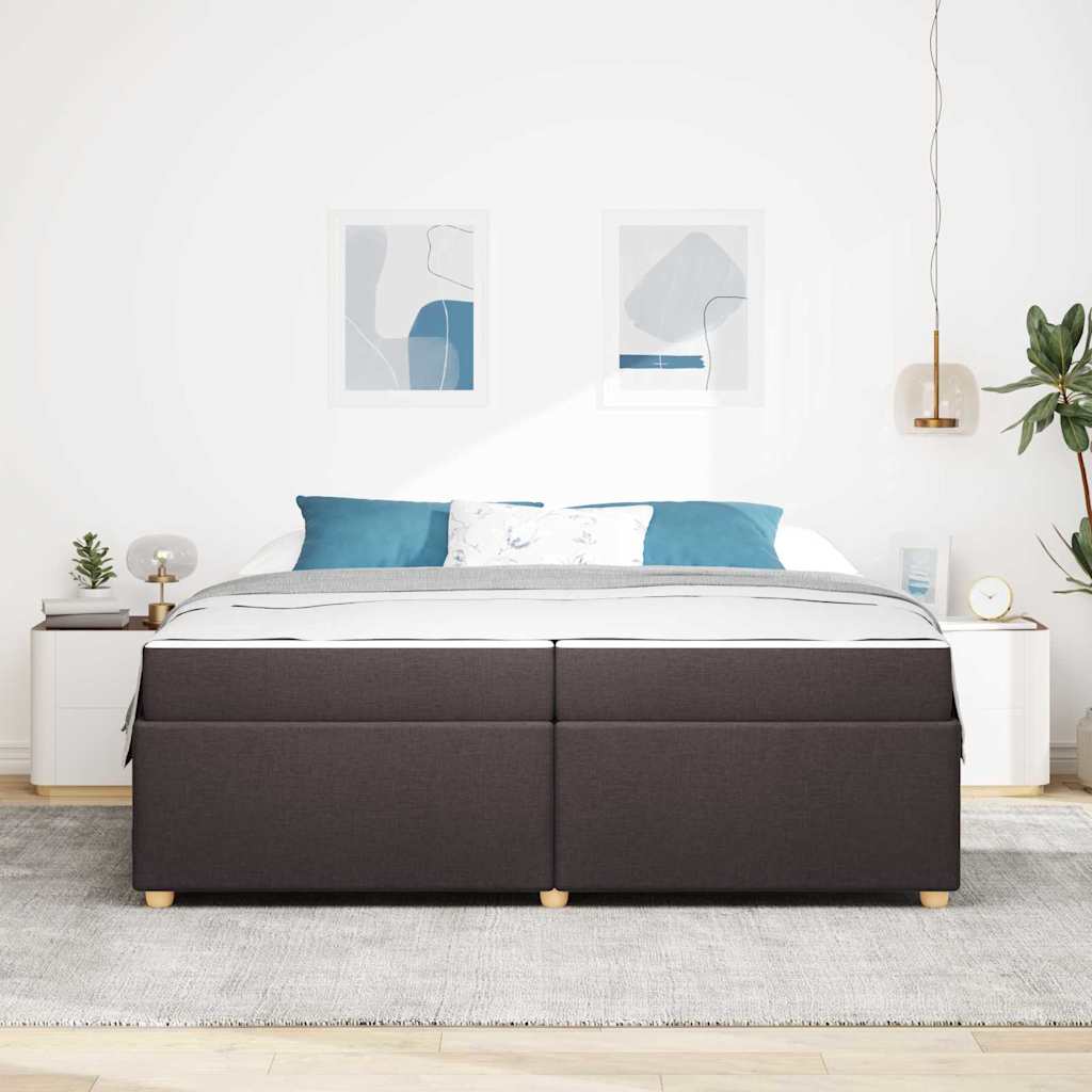 Bedframe met matras Donkerbruin 200 x 200 cm Stof is nu te koop bij PeponiXL, paradijselijk wonen!