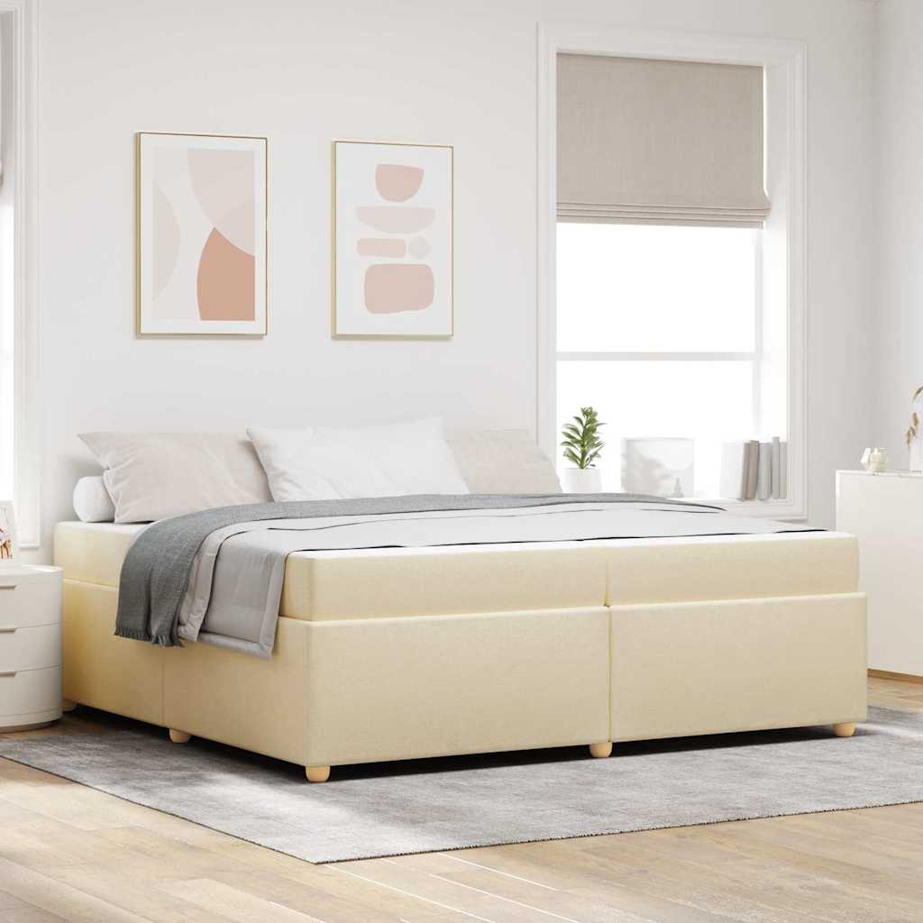 Bedframe met matras Crème 200 x 200 cm Stof is nu te koop bij PeponiXL, paradijselijk wonen!