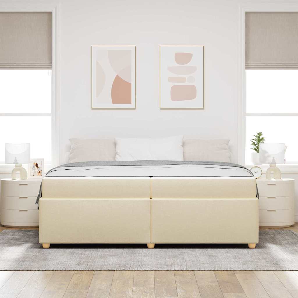 Bedframe met matras Crème 200 x 200 cm Stof is nu te koop bij PeponiXL, paradijselijk wonen!