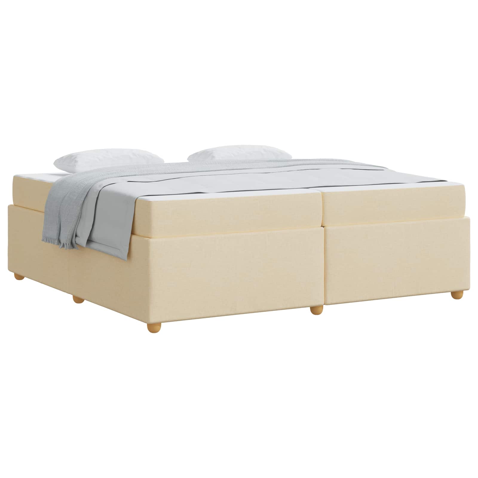 Bedframe met matras Crème 200 x 200 cm Stof is nu te koop bij PeponiXL, paradijselijk wonen!