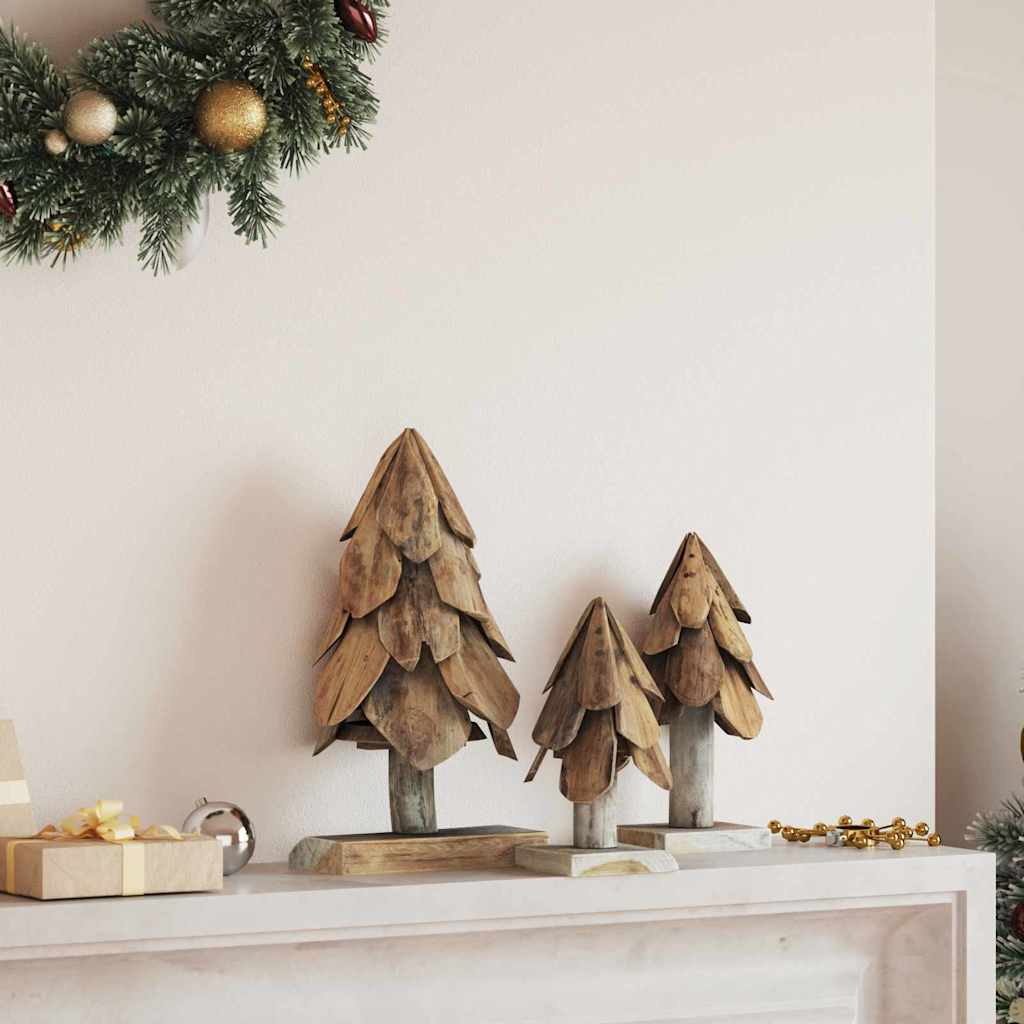 Kerstboom met standaard 3 pcs Bruin Massief teakhout is nu te koop bij PeponiXL, paradijselijk wonen!