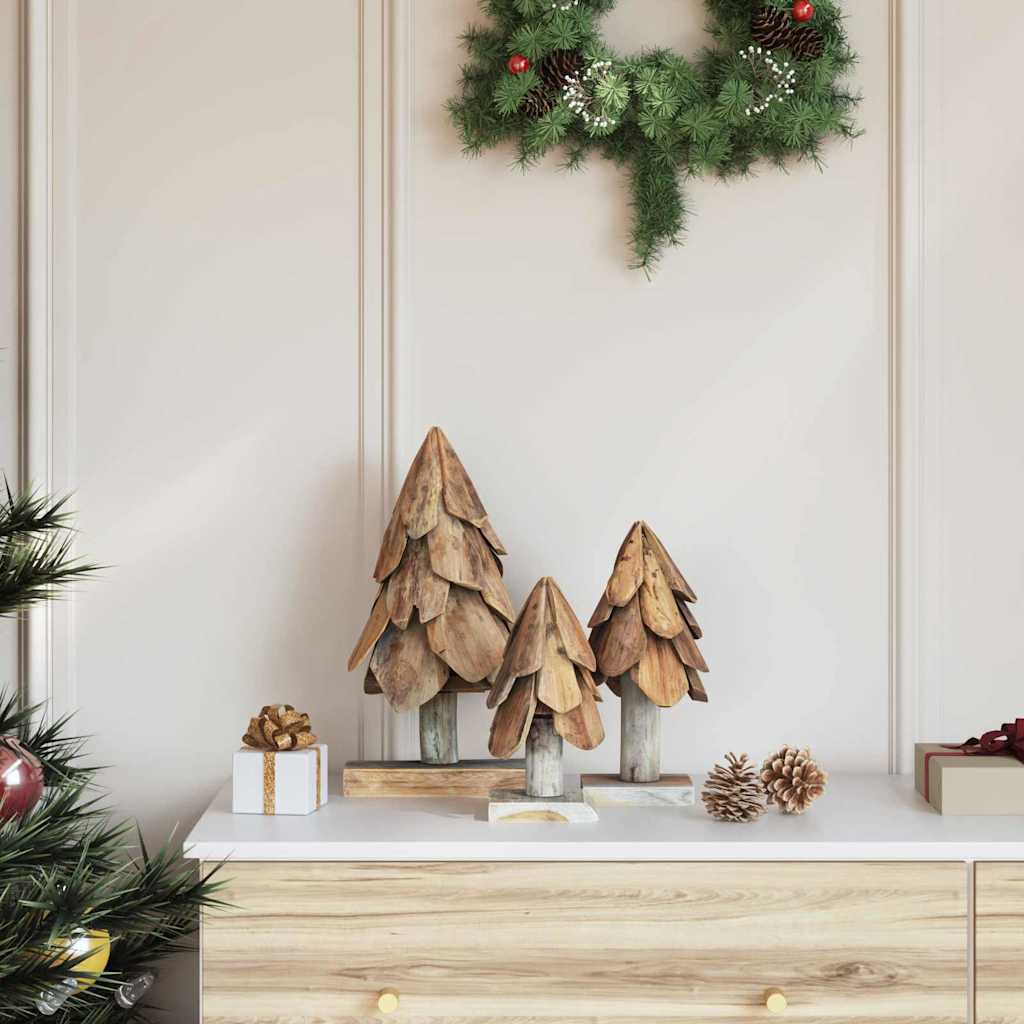 Kerstboom met standaard 3 pcs Bruin Massief teakhout is nu te koop bij PeponiXL, paradijselijk wonen!