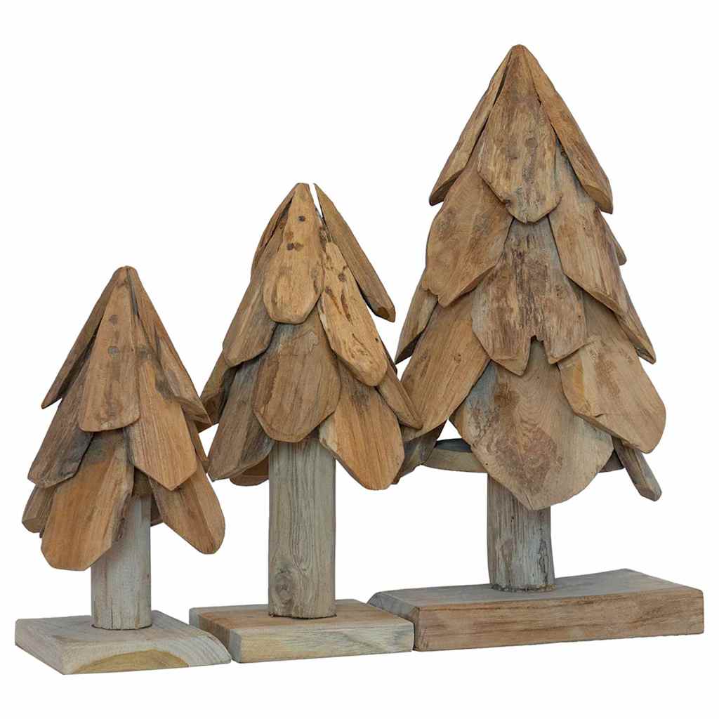 Kerstboom met standaard 3 pcs Bruin Massief teakhout is nu te koop bij PeponiXL, paradijselijk wonen!