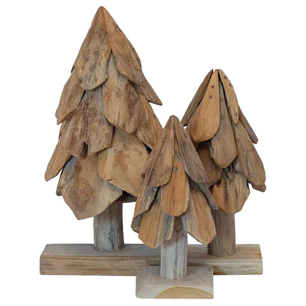 Kerstboom met standaard 3 pcs Bruin Massief teakhout is nu te koop bij PeponiXL, paradijselijk wonen!