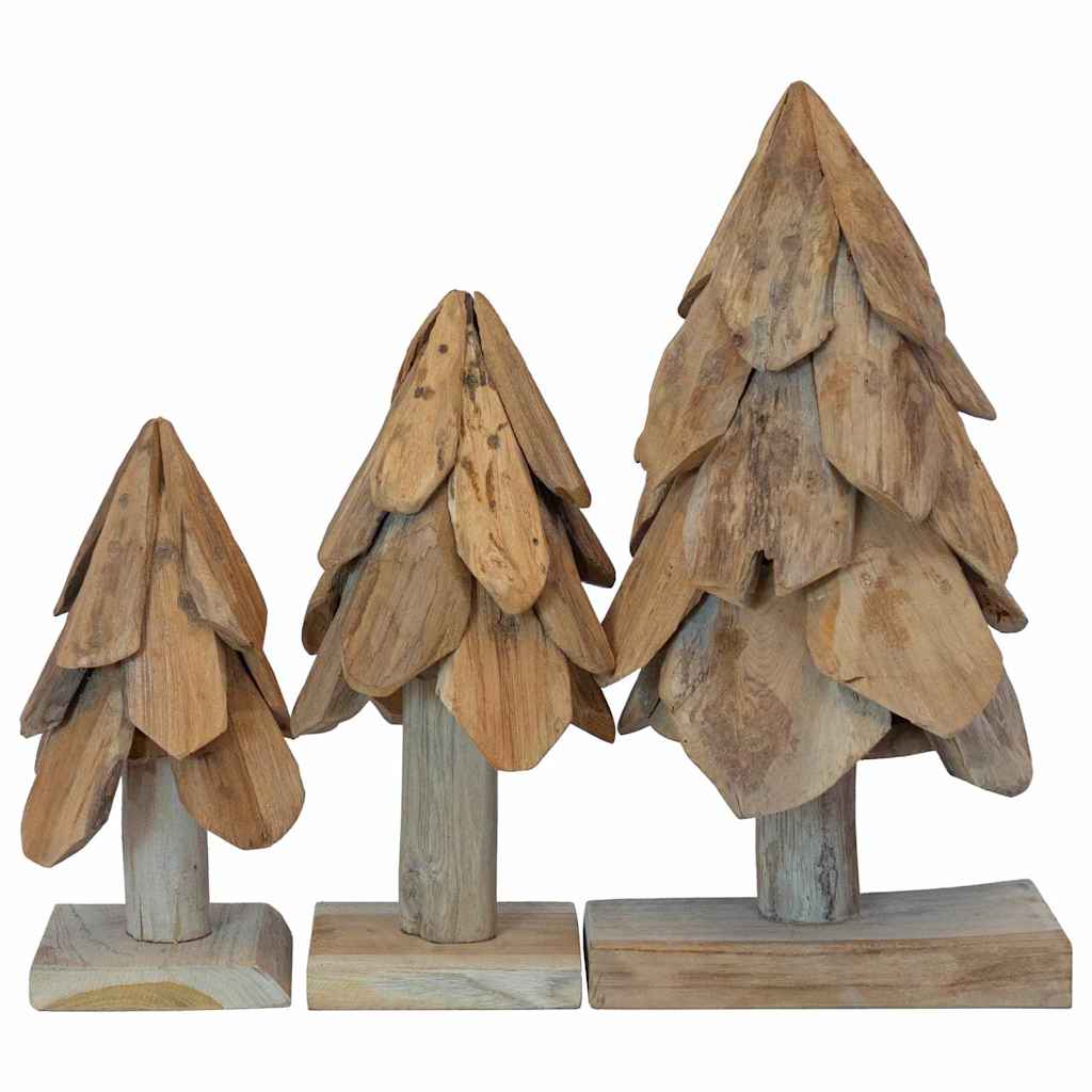 Kerstboom met standaard 3 pcs Bruin Massief teakhout is nu te koop bij PeponiXL, paradijselijk wonen!