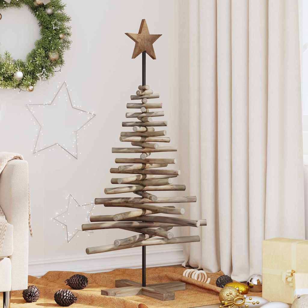 Kerstboom met standaard Bruin 120 cm Massief teakhout is nu te koop bij PeponiXL, paradijselijk wonen!