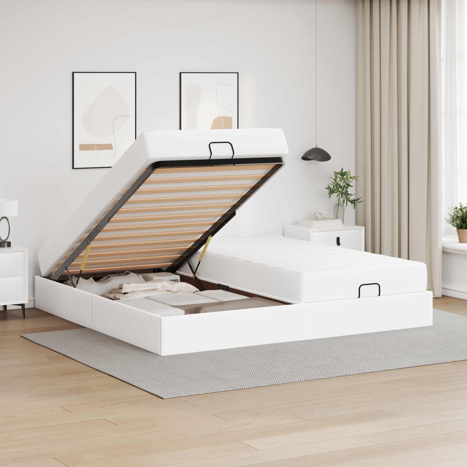 Bedframe met matras met matras 2 pcs Wit PVC is nu te koop bij PeponiXL, paradijselijk wonen!