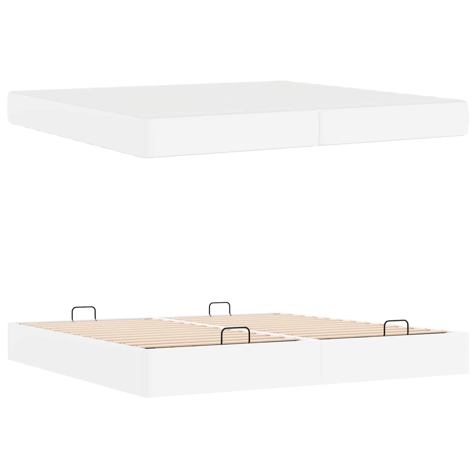 Bedframe met matras met matras 2 pcs Wit PVC is nu te koop bij PeponiXL, paradijselijk wonen!