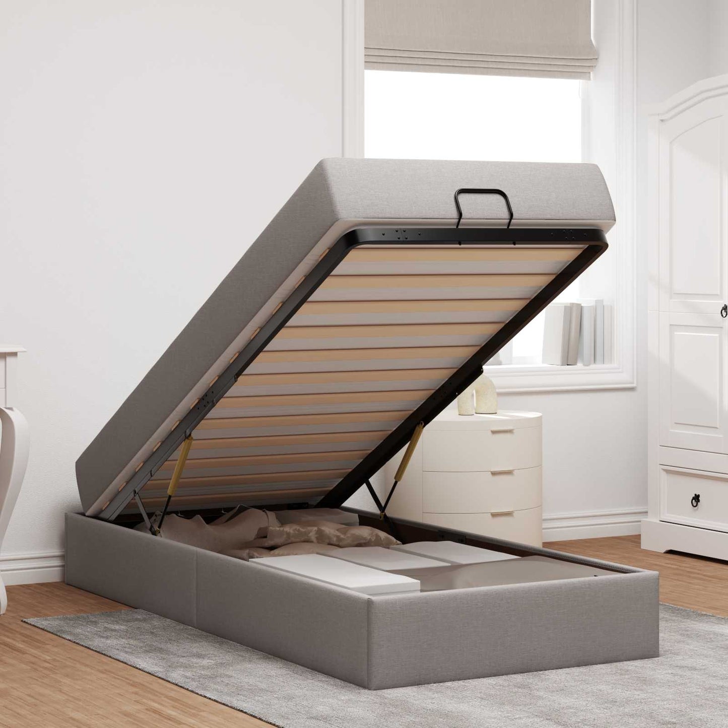 Bedframe met matras 2 pcs Taupe Stof is nu te koop bij PeponiXL, paradijselijk wonen!