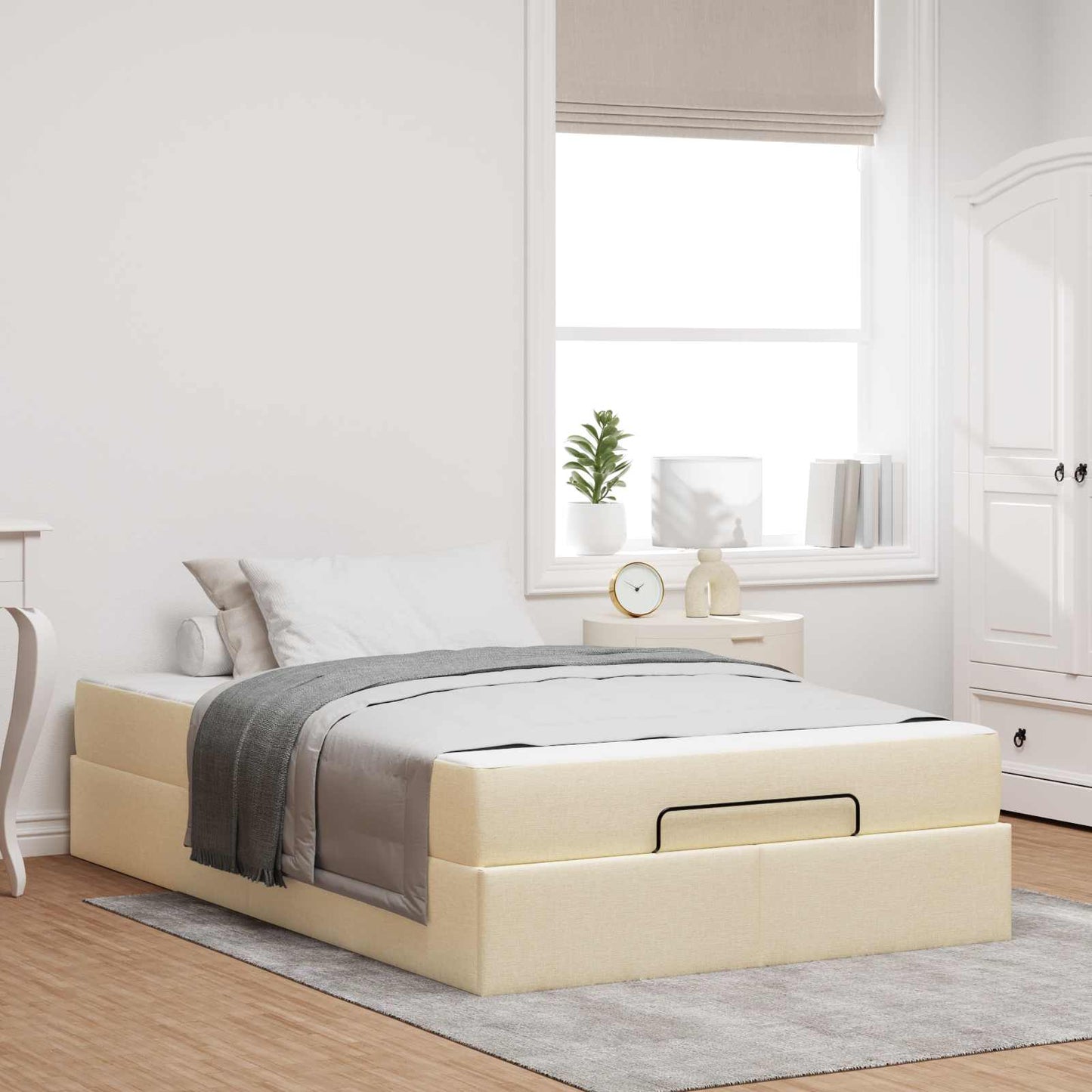 Bedframe met matras 2 pcs Crème Stof is nu te koop bij PeponiXL, paradijselijk wonen!