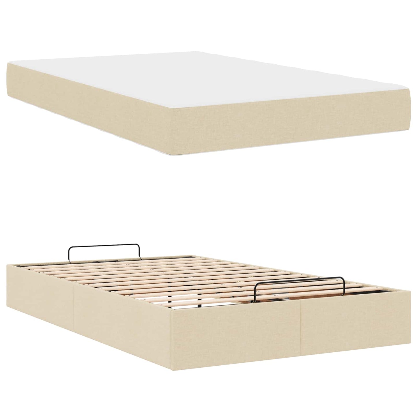 Bedframe met matras 2 pcs Crème Stof is nu te koop bij PeponiXL, paradijselijk wonen!