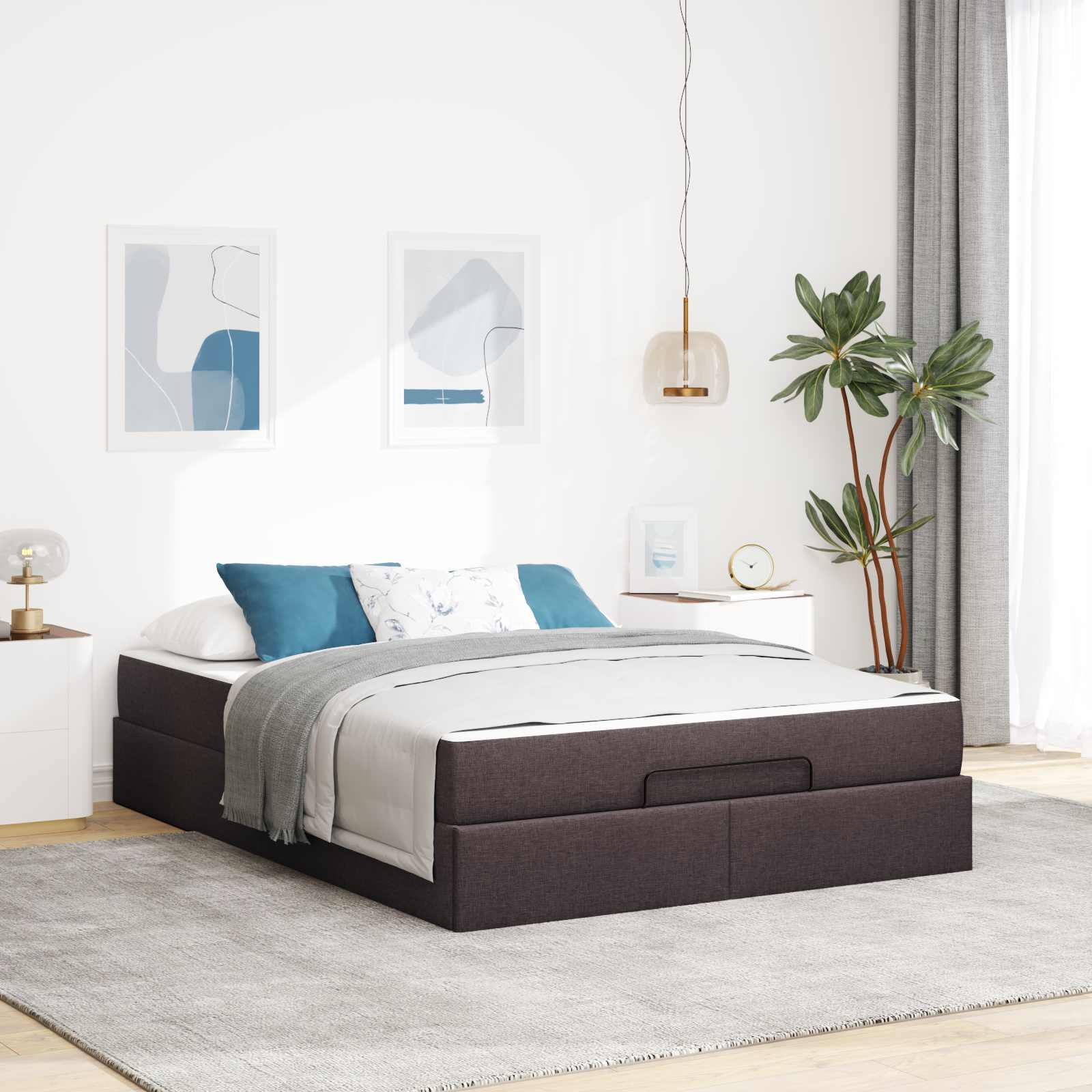 Bedframe met matras 2 pcs Tan Stof is nu te koop bij PeponiXL, paradijselijk wonen!