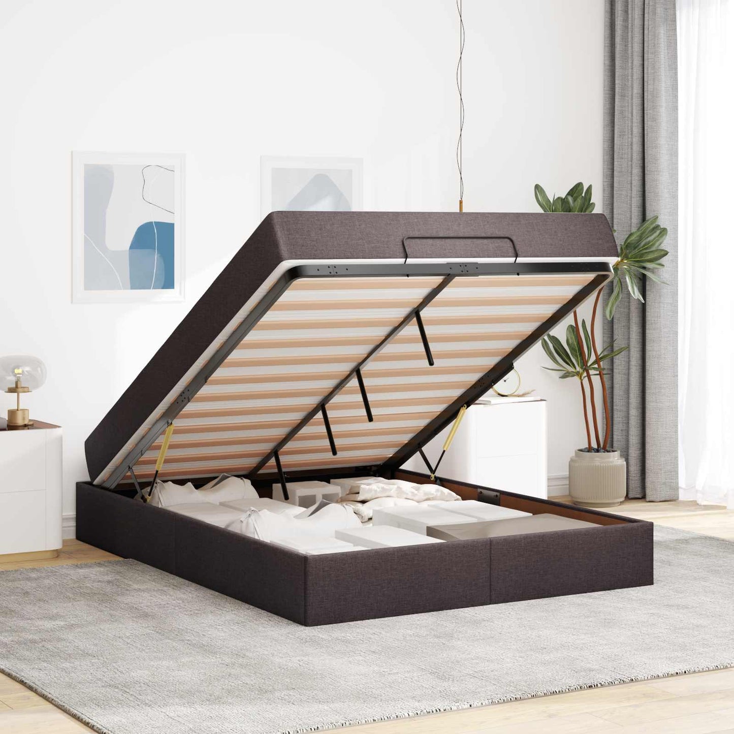 Bedframe met matras 2 pcs Tan Stof is nu te koop bij PeponiXL, paradijselijk wonen!
