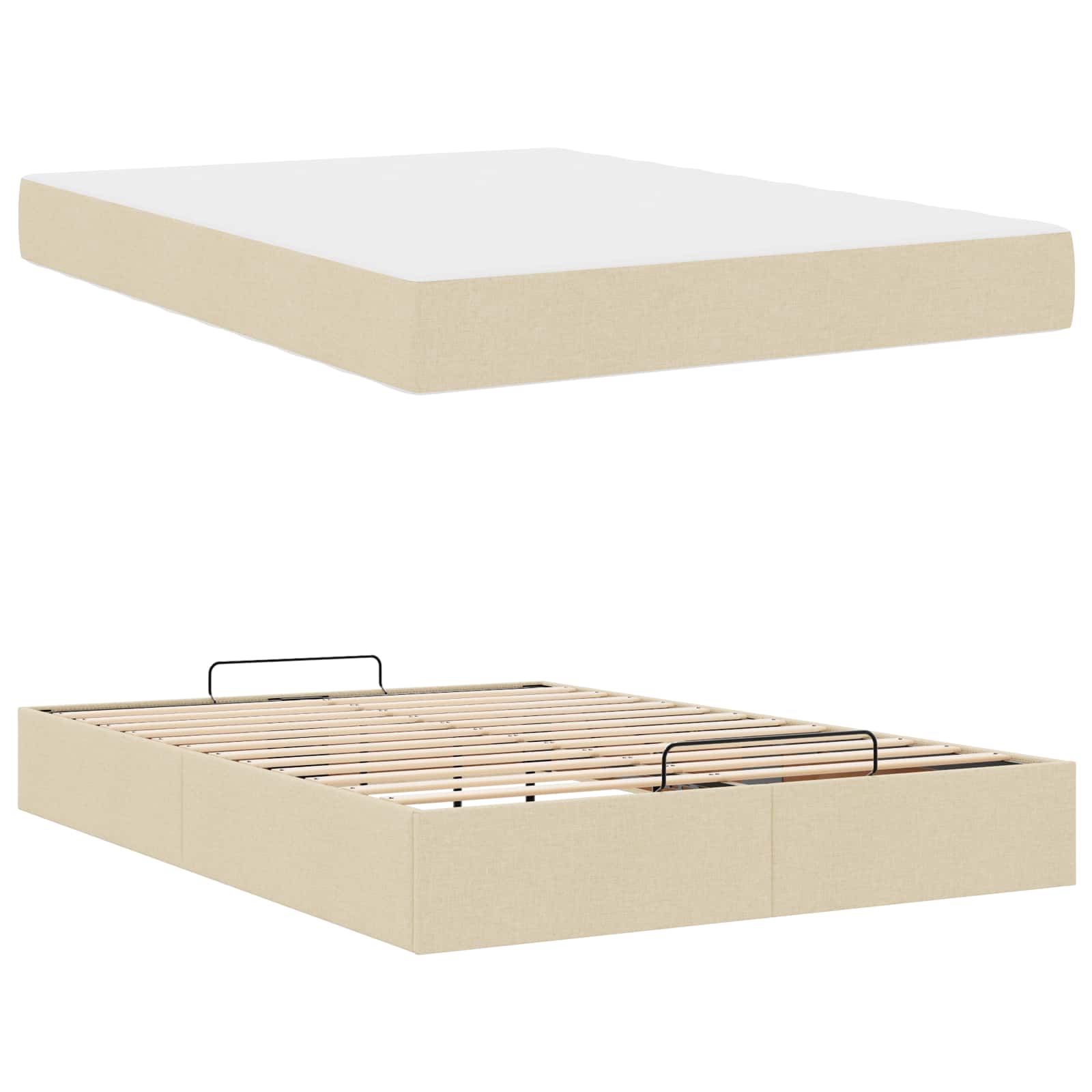 Bedframe met matras 2 pcs Crème Stof is nu te koop bij PeponiXL, paradijselijk wonen!