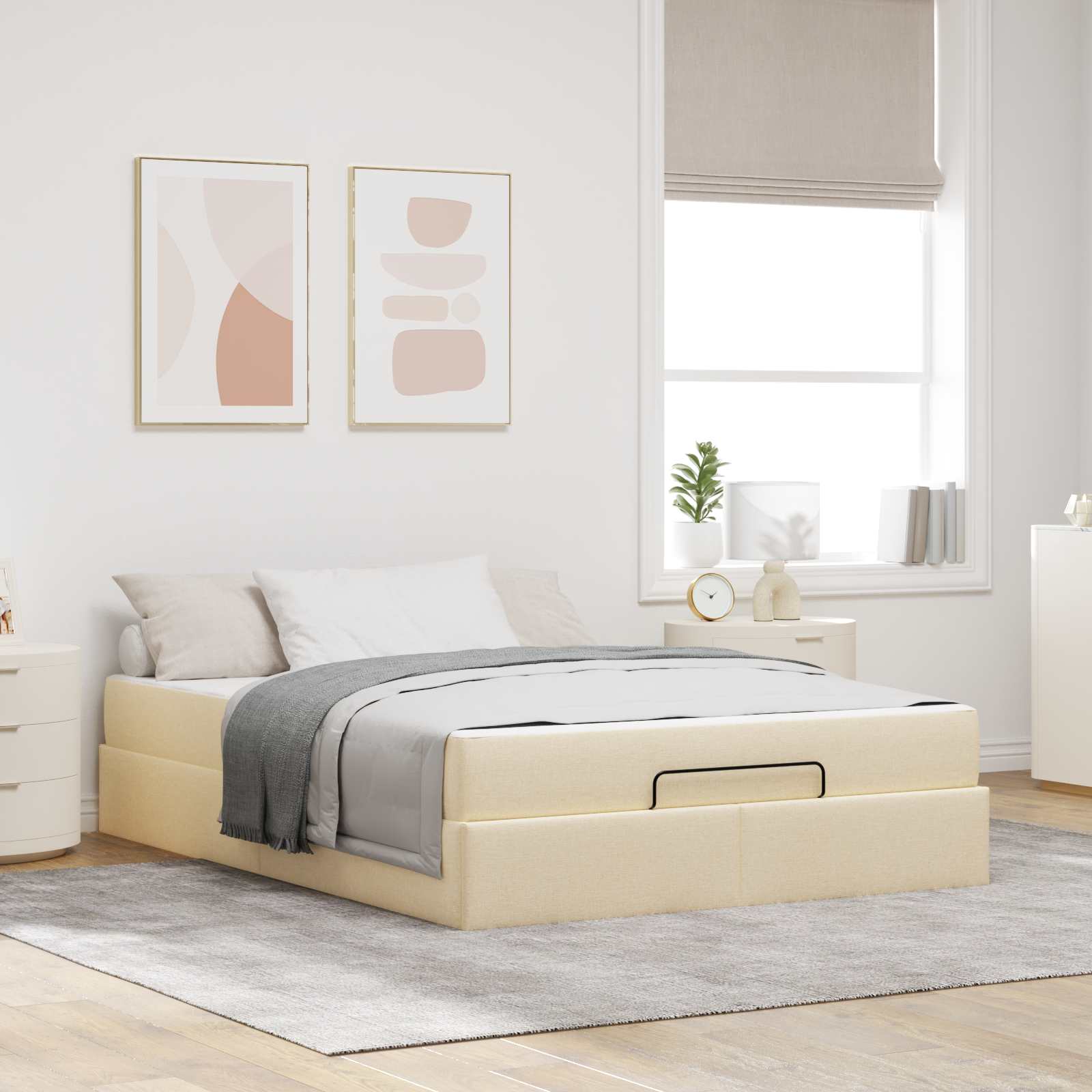 Bedframe met matras 2 pcs Crème Stof is nu te koop bij PeponiXL, paradijselijk wonen!
