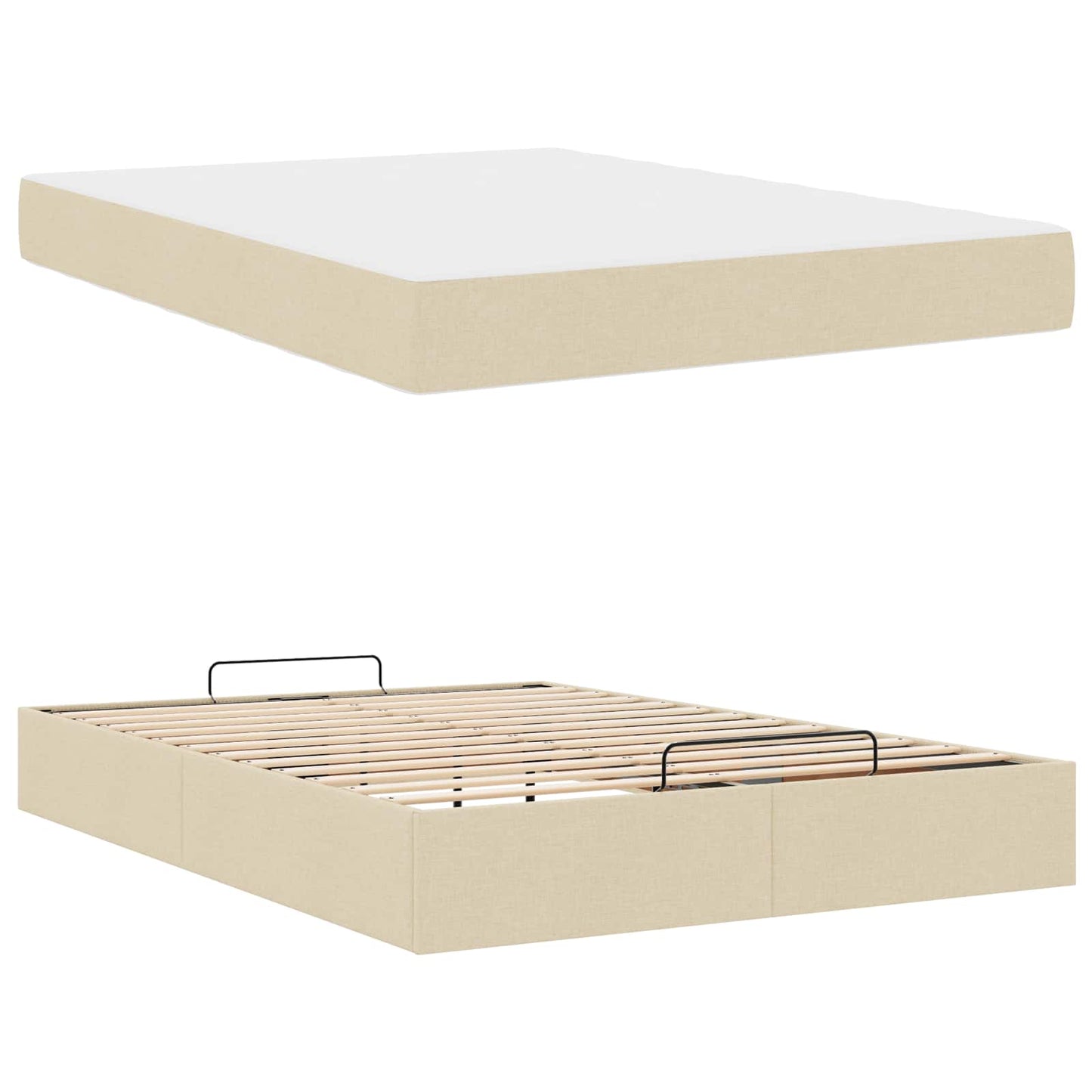 Bedframe met matras 2 pcs Crème Stof is nu te koop bij PeponiXL, paradijselijk wonen!