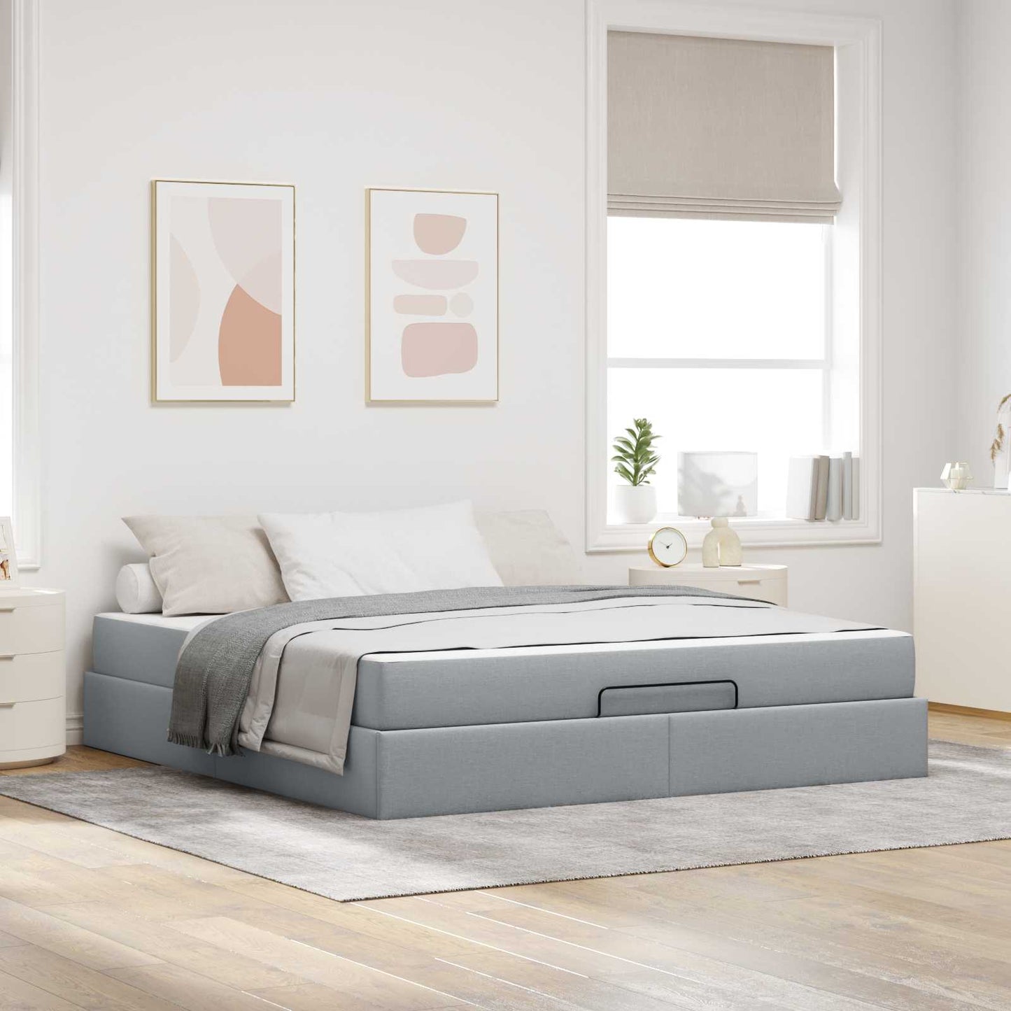 Bedframe met matras met matras 2 pcs Lichtgrijs Stof is nu te koop bij PeponiXL, paradijselijk wonen!