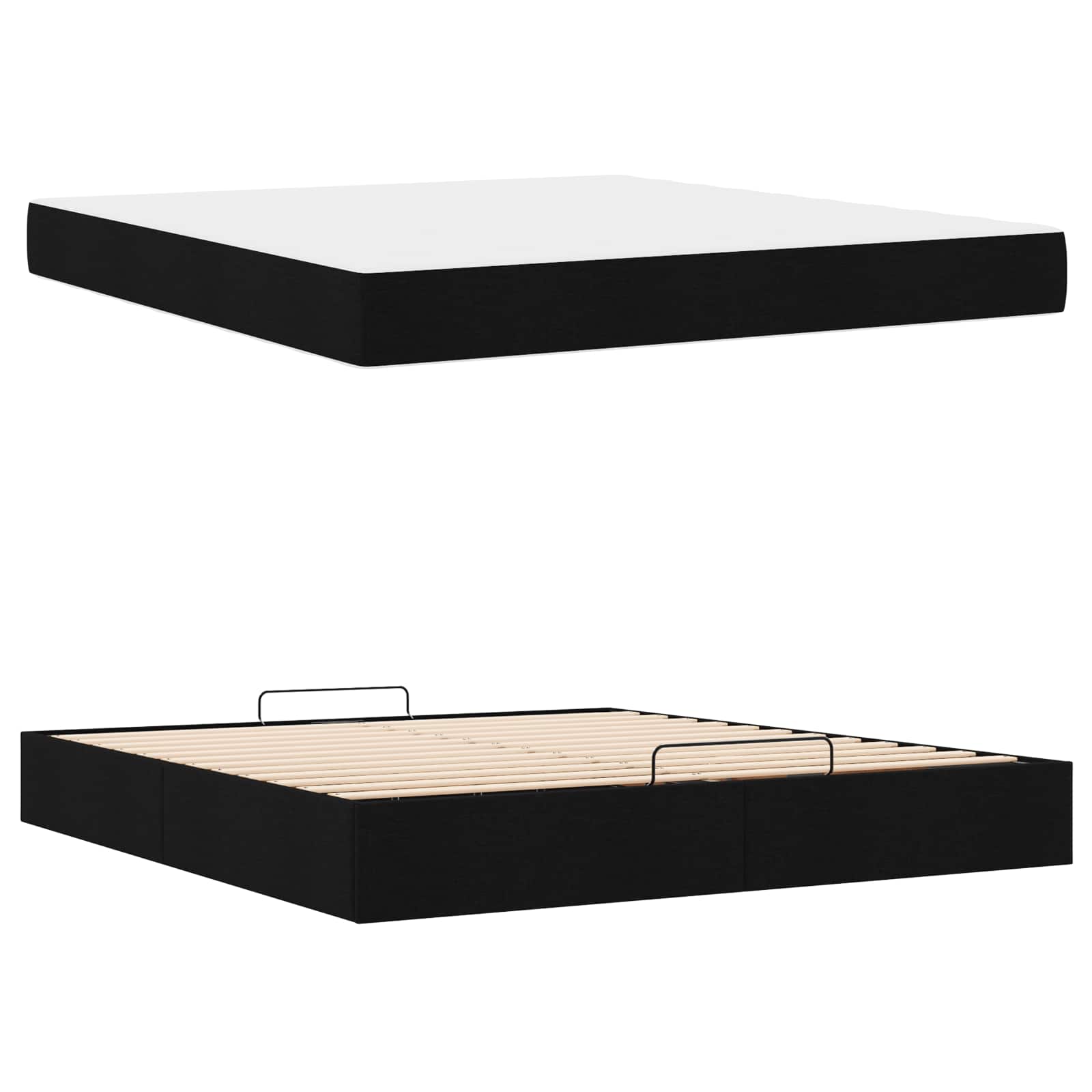 Bedframe met matras met matras 2 pcs Zwart Stof is nu te koop bij PeponiXL, paradijselijk wonen!