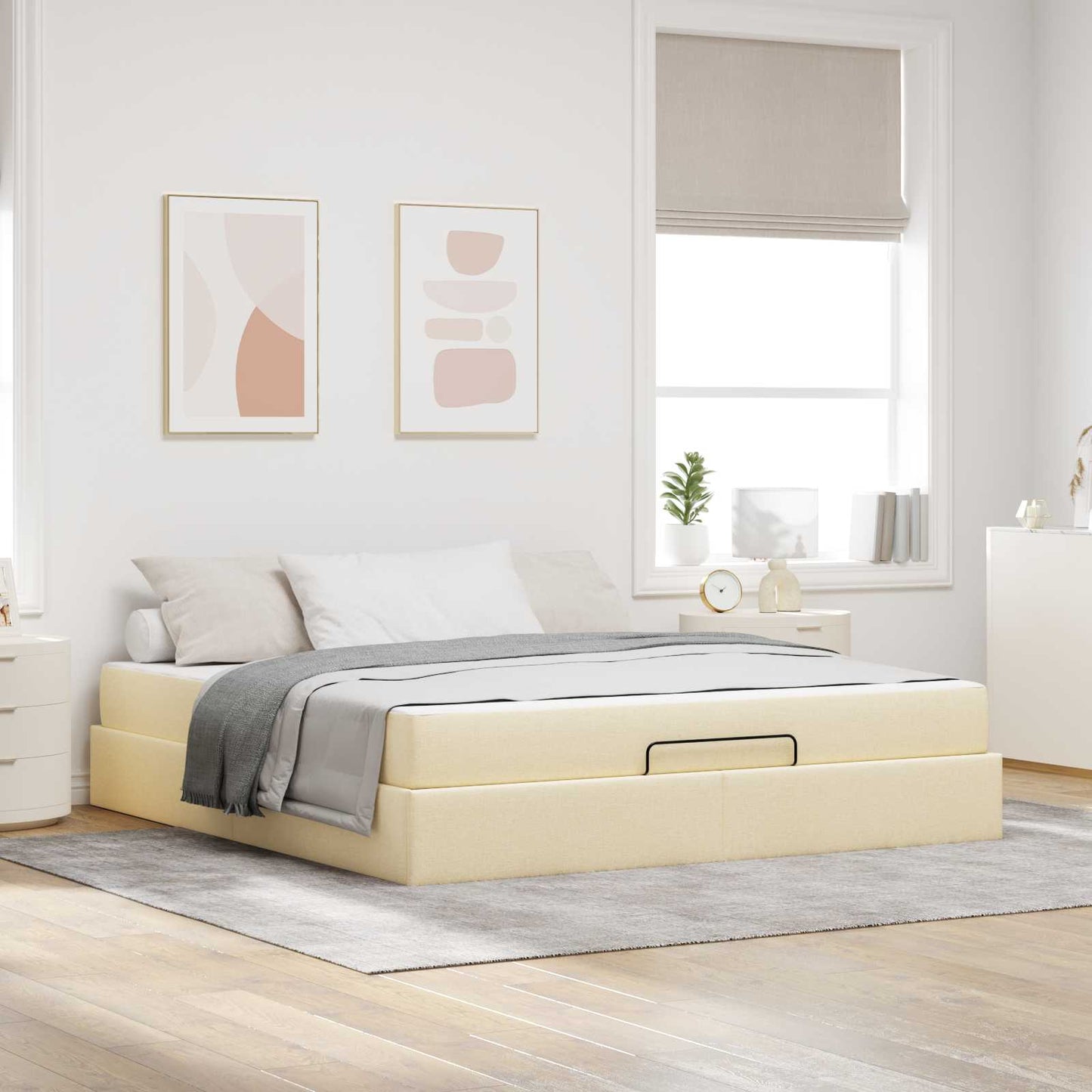 Bedframe met matras 2 pcs Crème Stof is nu te koop bij PeponiXL, paradijselijk wonen!